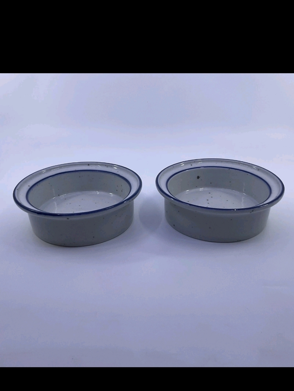 Dansk Blue Mist White Ceramic Bowls with Blue Rim